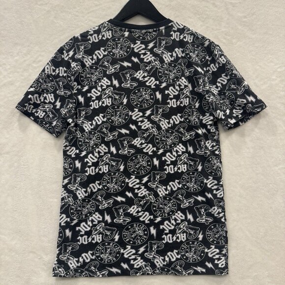 AC/DC T Shirt Men’s S Black White Cannon All Over Print For Those About To Rock - Picture 4 of 6